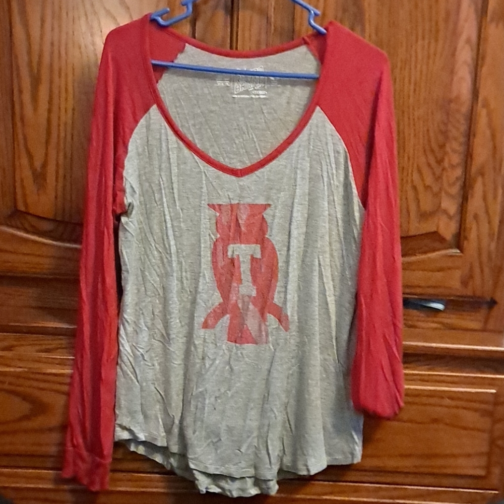Xl temple university baseball 3/4 sleeve